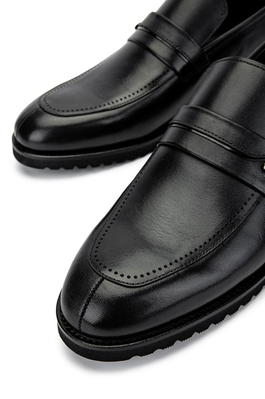  Tamer Tanca Erkek Hakiki Deri Siyah Loafer Ayakkabı