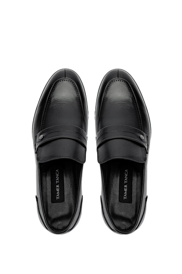  Tamer Tanca Erkek Hakiki Deri Siyah Loafer Ayakkabı