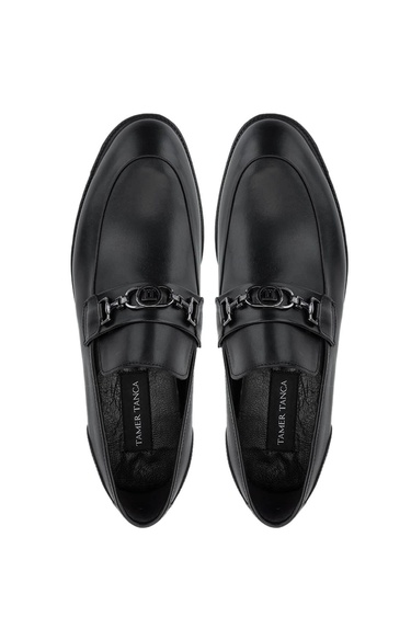  Tamer Tanca Erkek Hakiki Deri Siyah Loafer Ayakkabı