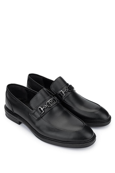  Tamer Tanca Erkek Hakiki Deri Siyah Loafer Ayakkabı