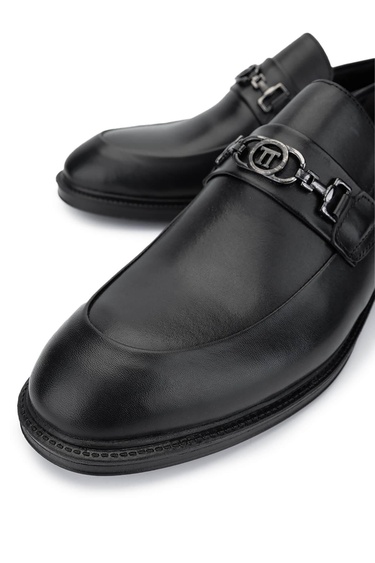  Tamer Tanca Erkek Hakiki Deri Siyah Loafer Ayakkabı