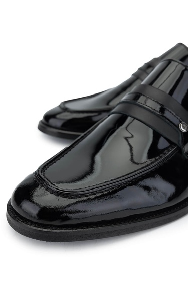  Tamer Tanca Erkek Hakiki Deri Siyah Rugan Loafer Ayakkabı