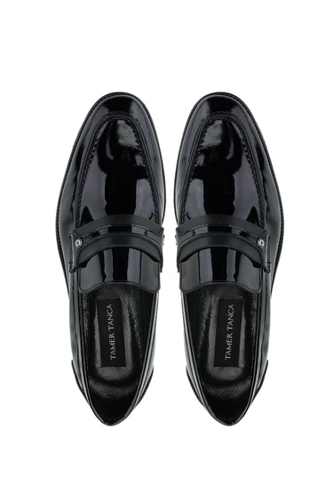  Tamer Tanca Erkek Hakiki Deri Siyah Rugan Loafer Ayakkabı