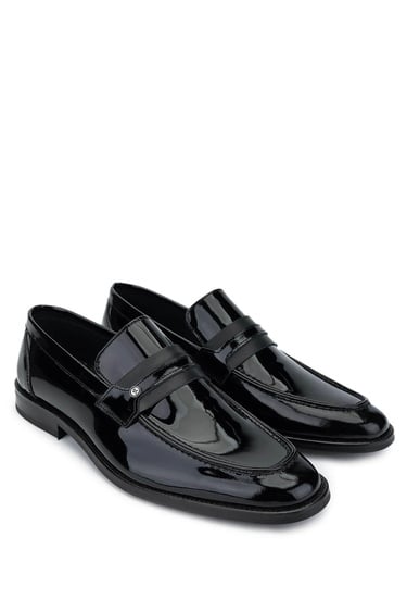  Tamer Tanca Erkek Hakiki Deri Siyah Rugan Loafer Ayakkabı