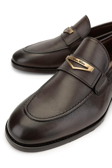  Tamer Tanca Erkek Hakiki Deri Kahverengi Loafer Ayakkabı