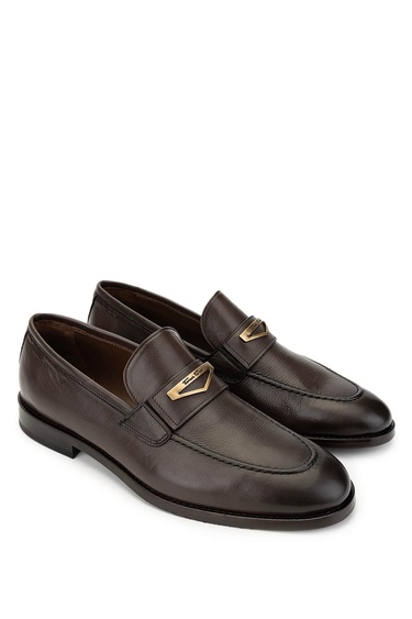  Tamer Tanca Erkek Hakiki Deri Kahverengi Loafer Ayakkabı