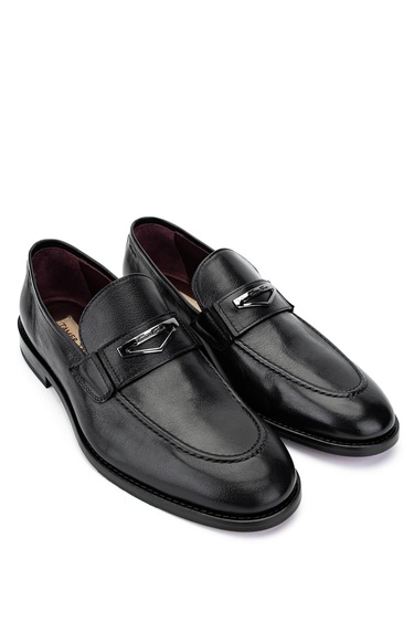  Tamer Tanca Erkek Hakiki Deri Siyah Loafer Ayakkabı