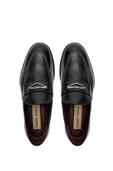  Tamer Tanca Erkek Hakiki Deri Siyah Loafer Ayakkabı