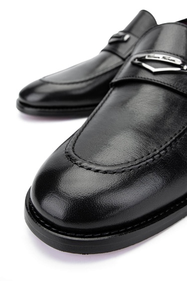  Tamer Tanca Erkek Hakiki Deri Siyah Loafer Ayakkabı