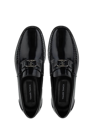  Tamer Tanca Erkek Hakiki Deri Siyah Açma Loafer Ayakkabı