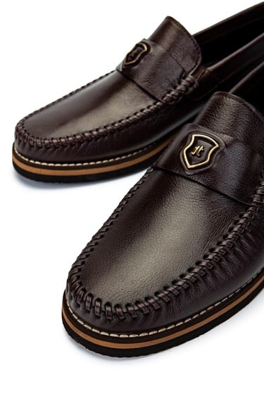  Tamer Tanca Erkek Hakiki Deri Kahverengi Loafer Ayakkabı