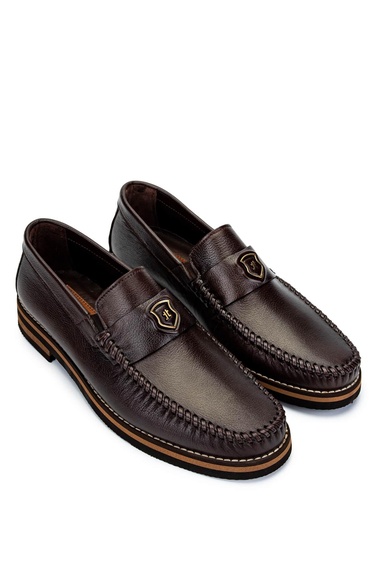  Tamer Tanca Erkek Hakiki Deri Kahverengi Loafer Ayakkabı