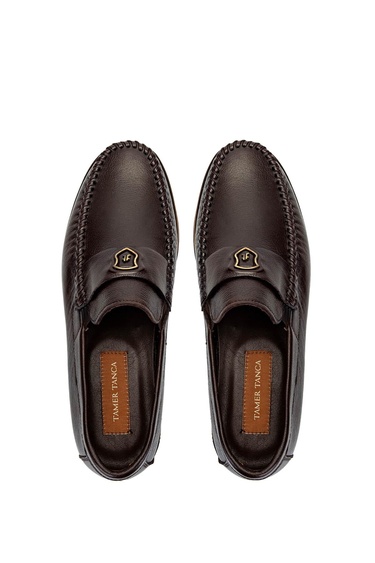  Tamer Tanca Erkek Hakiki Deri Kahverengi Loafer Ayakkabı