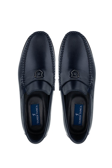  Tamer Tanca Erkek Hakiki Deri Lacivert Loafer Ayakkabı