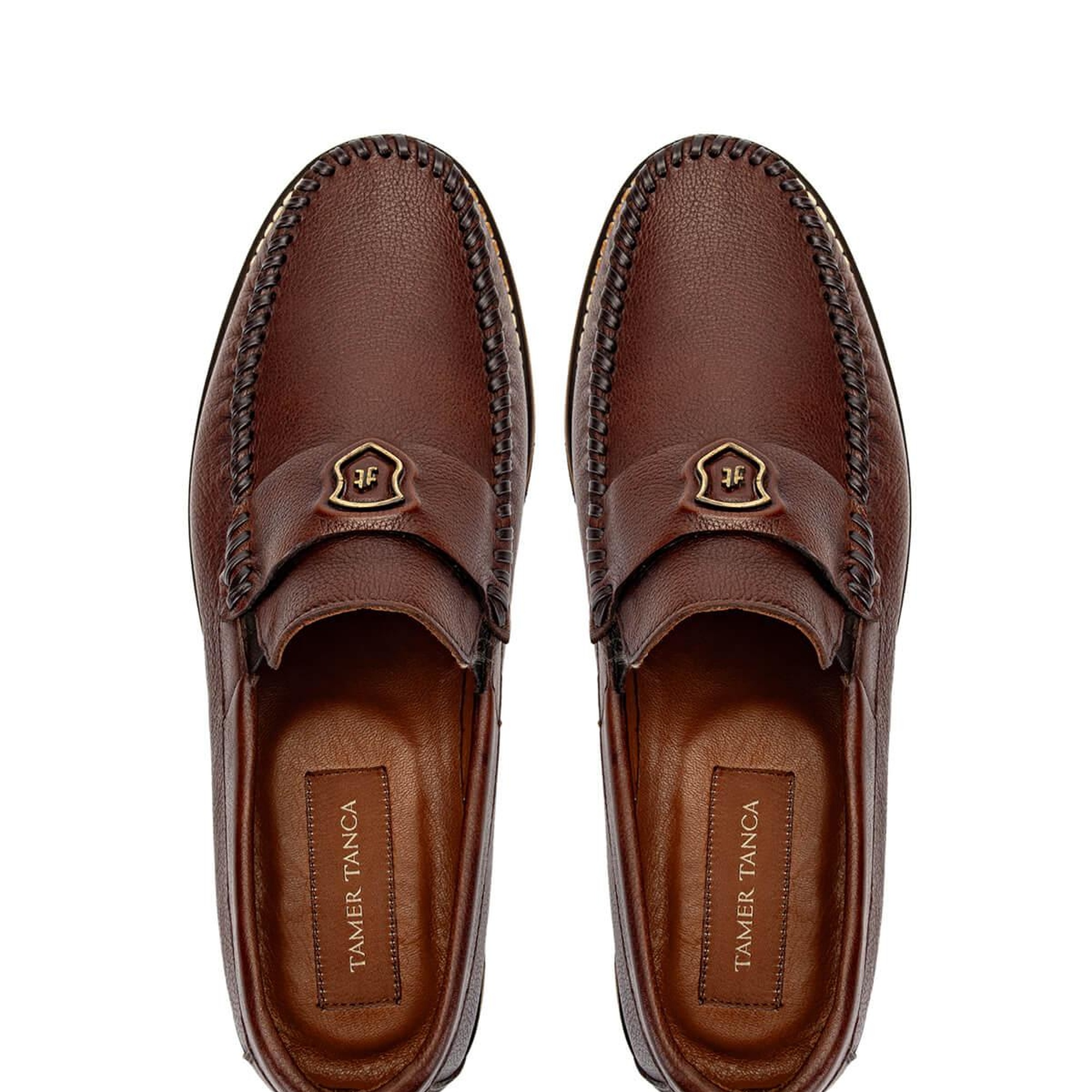 Tamer Tanca Erkek Hakiki Deri Taba Deri Loafer Ayakkabı