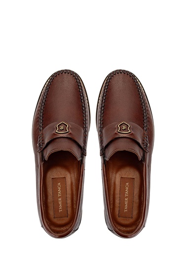 Tamer Tanca Erkek Hakiki Deri Taba Deri Loafer Ayakkabı