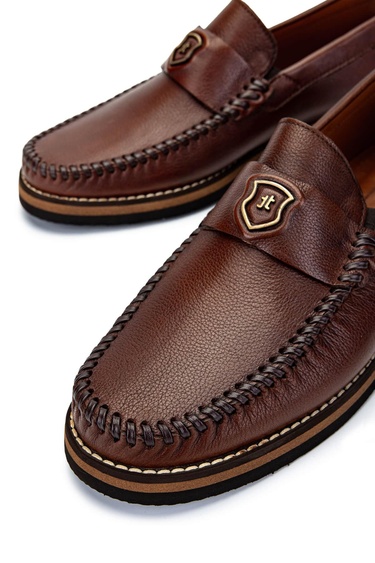  Tamer Tanca Erkek Hakiki Deri Taba Deri Loafer Ayakkabı