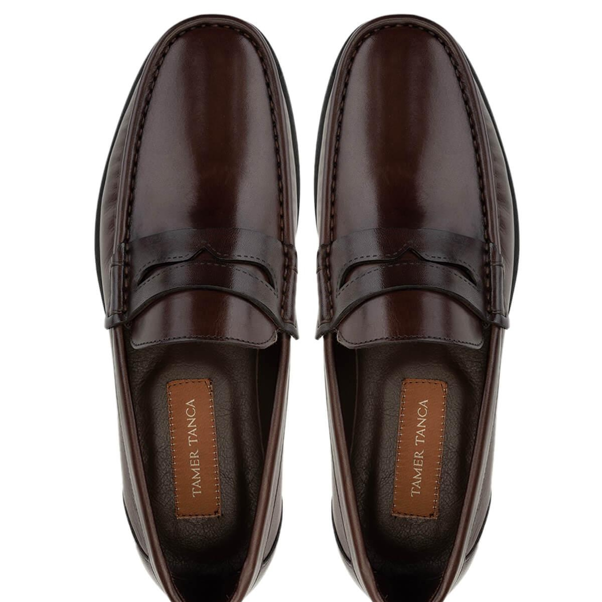 Tamer Tanca Erkek Hakiki Deri Kahverengi Deri Loafer Ayakkabı