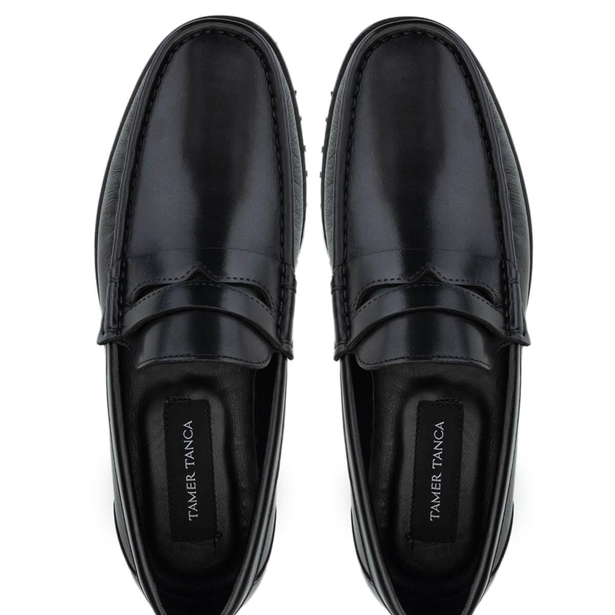 Tamer Tanca Erkek Hakiki Deri Siyah Analin Loafer Ayakkabı
