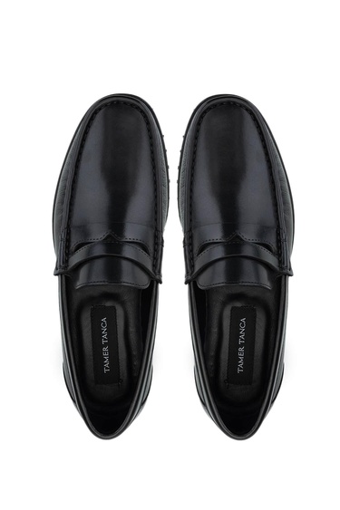  Tamer Tanca Erkek Hakiki Deri Siyah Analin Loafer Ayakkabı