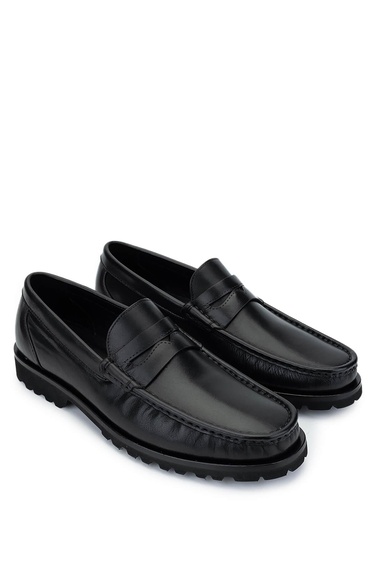  Tamer Tanca Erkek Hakiki Deri Siyah Analin Loafer Ayakkabı