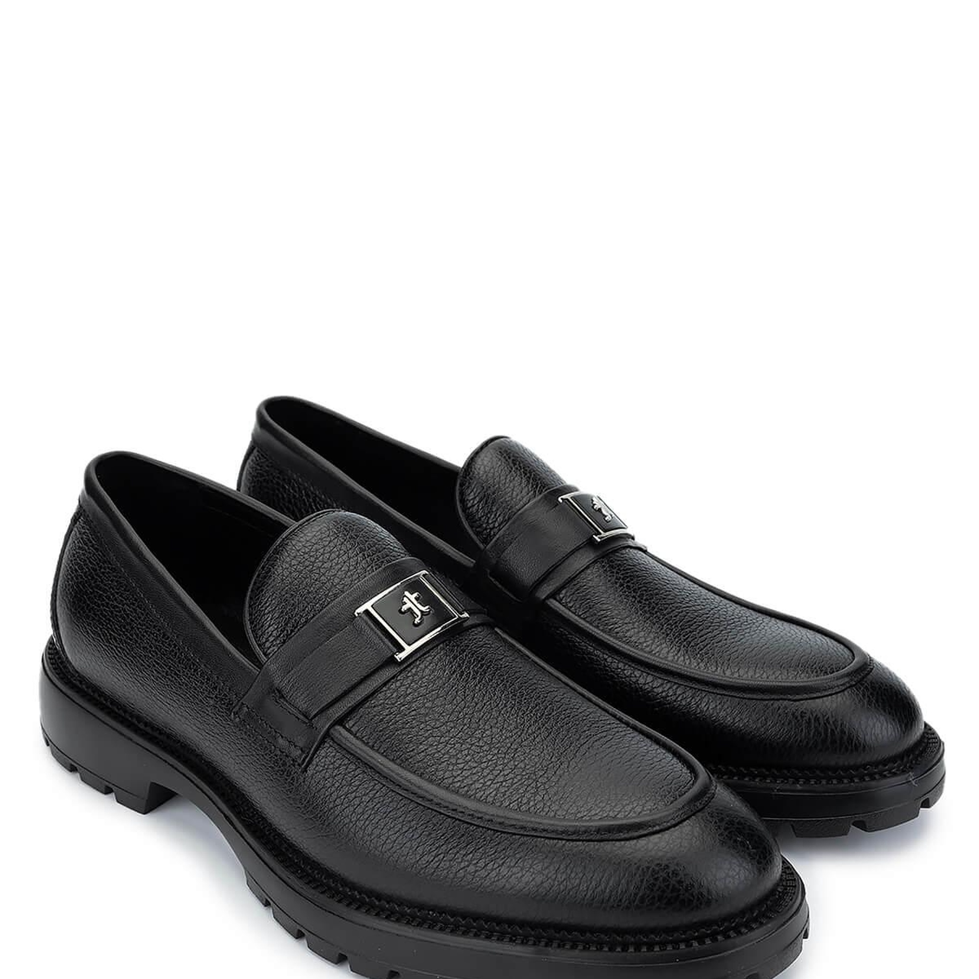 Tamer Tanca Erkek Hakiki Deri Siyah Floter Loafer Ayakkabı