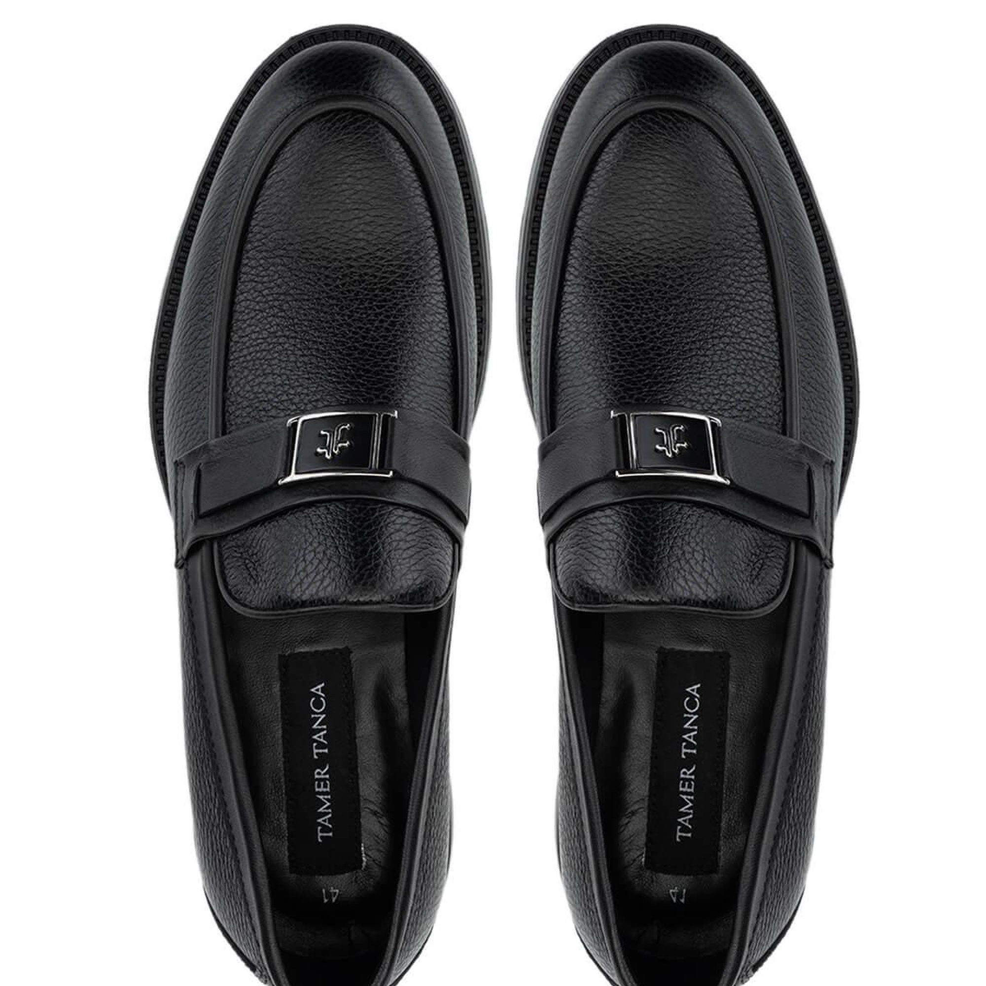 Tamer Tanca Erkek Hakiki Deri Siyah Floter Loafer Ayakkabı