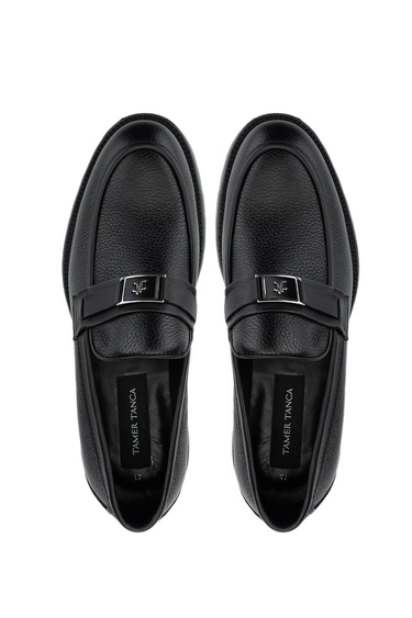  Tamer Tanca Erkek Hakiki Deri Siyah Floter Loafer Ayakkabı