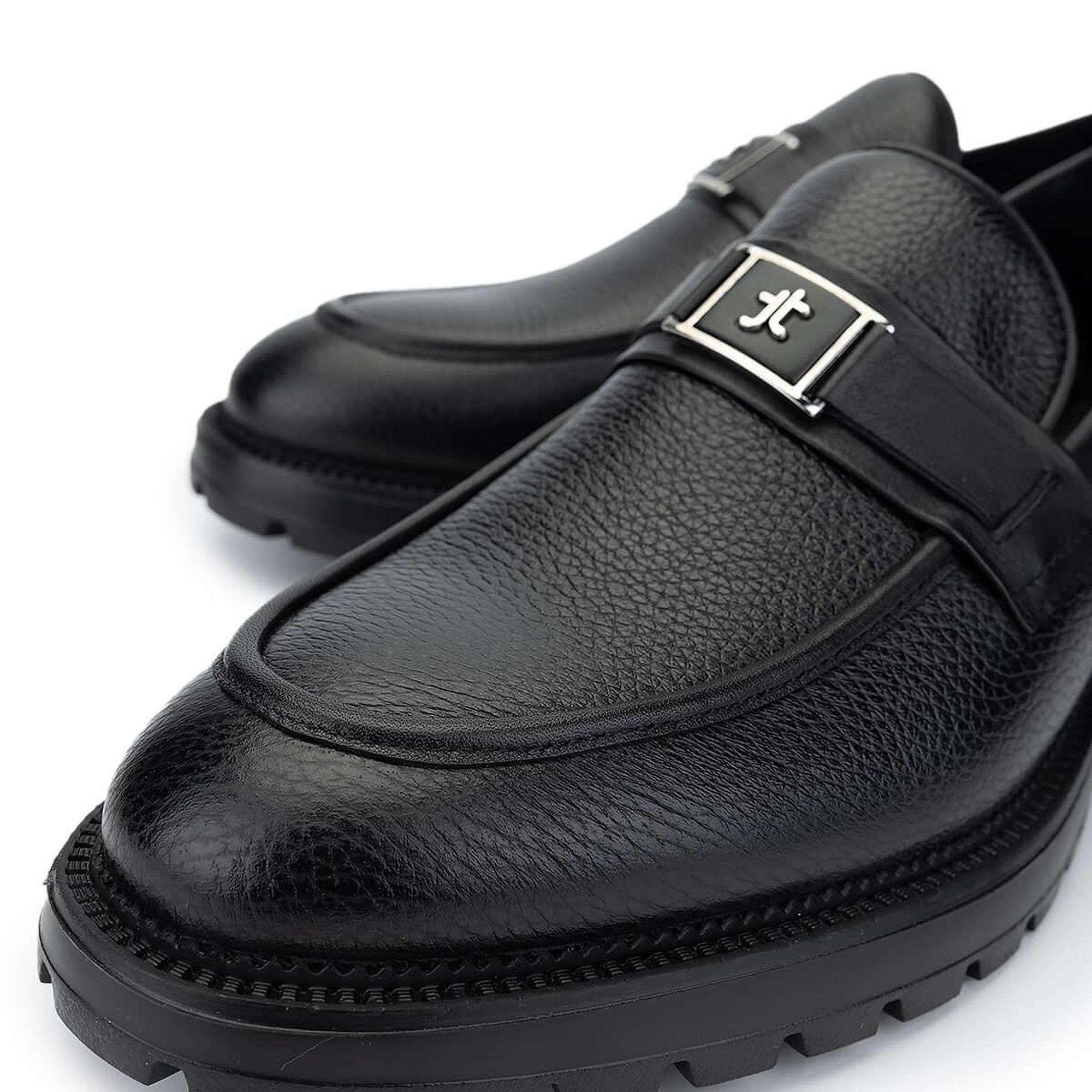 Tamer Tanca Erkek Hakiki Deri Siyah Floter Loafer Ayakkabı