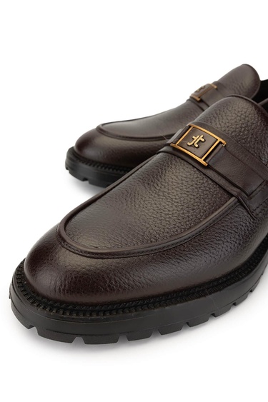  Tamer Tanca Erkek Hakiki Deri Kahverengi Loafer Ayakkabı