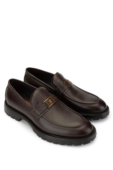  Tamer Tanca Erkek Hakiki Deri Kahverengi Loafer Ayakkabı