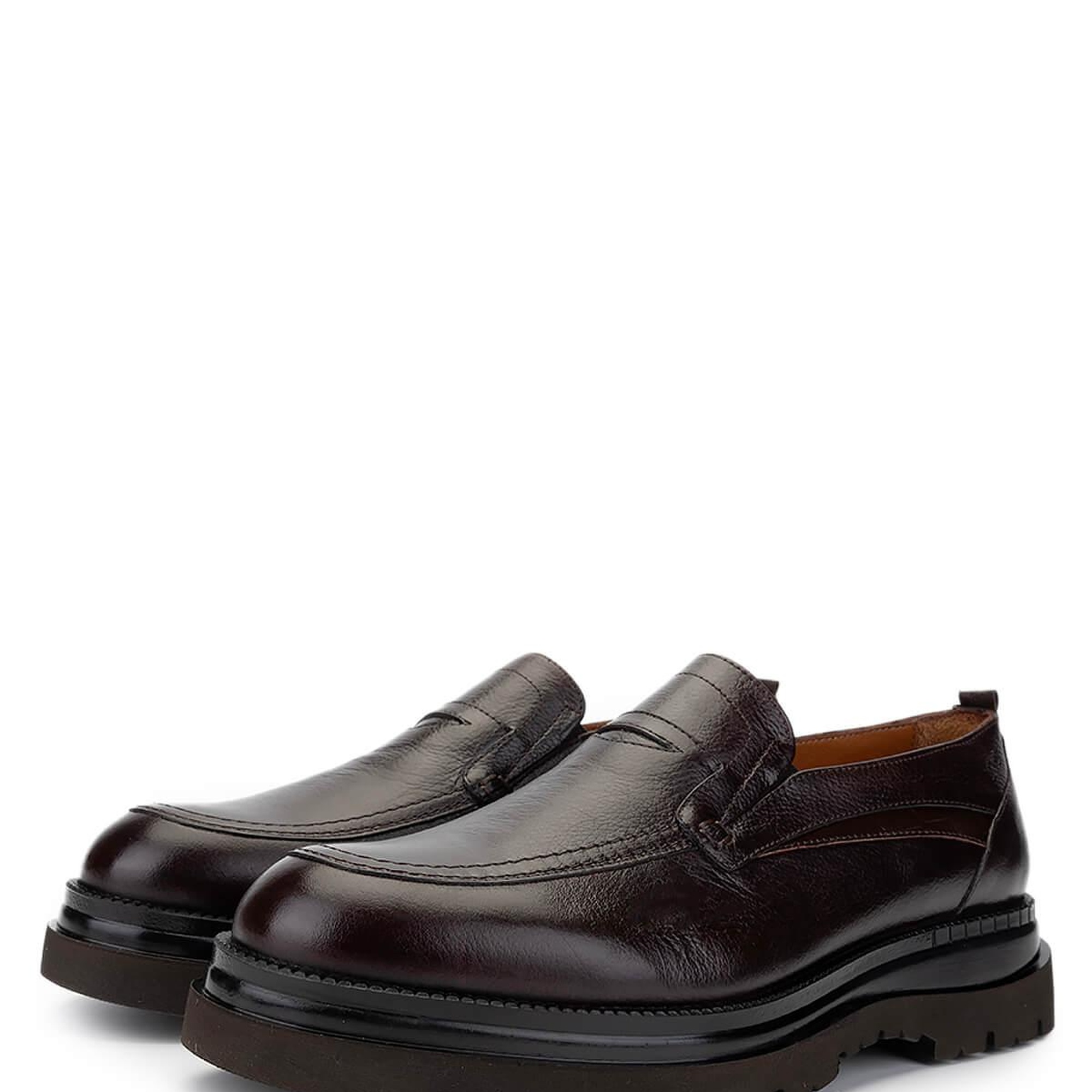 Tamer Tanca Erkek Hakiki Deri Kahverengi Loafer Ayakkabı