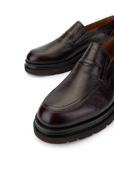  Tamer Tanca Erkek Hakiki Deri Kahverengi Loafer Ayakkabı