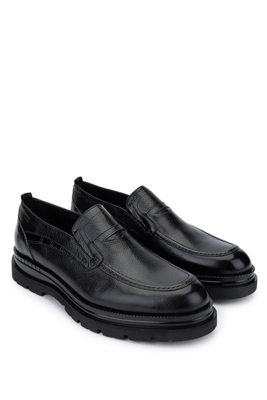  Tamer Tanca Erkek Hakiki Deri Siyah Loafer Ayakkabı