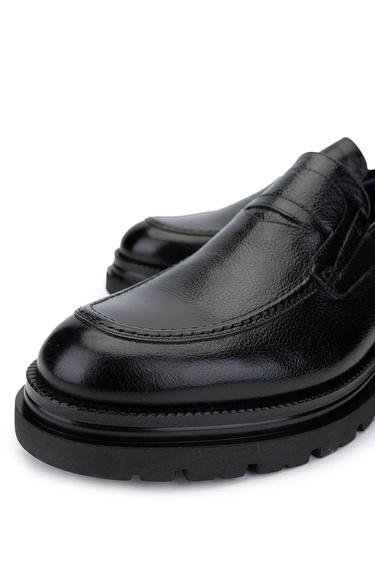  Tamer Tanca Erkek Hakiki Deri Siyah Loafer Ayakkabı