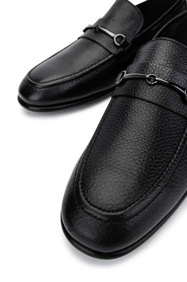  Tamer Tanca Erkek Hakiki Deri Siyah Floter Loafer Ayakkabı
