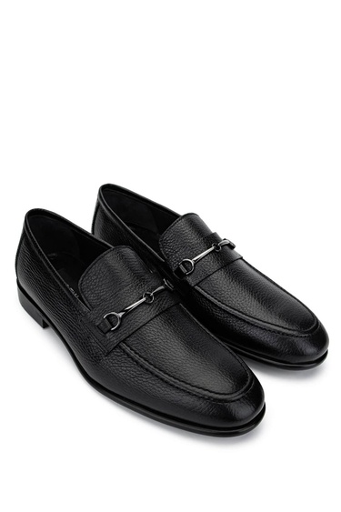  Tamer Tanca Erkek Hakiki Deri Siyah Floter Loafer Ayakkabı
