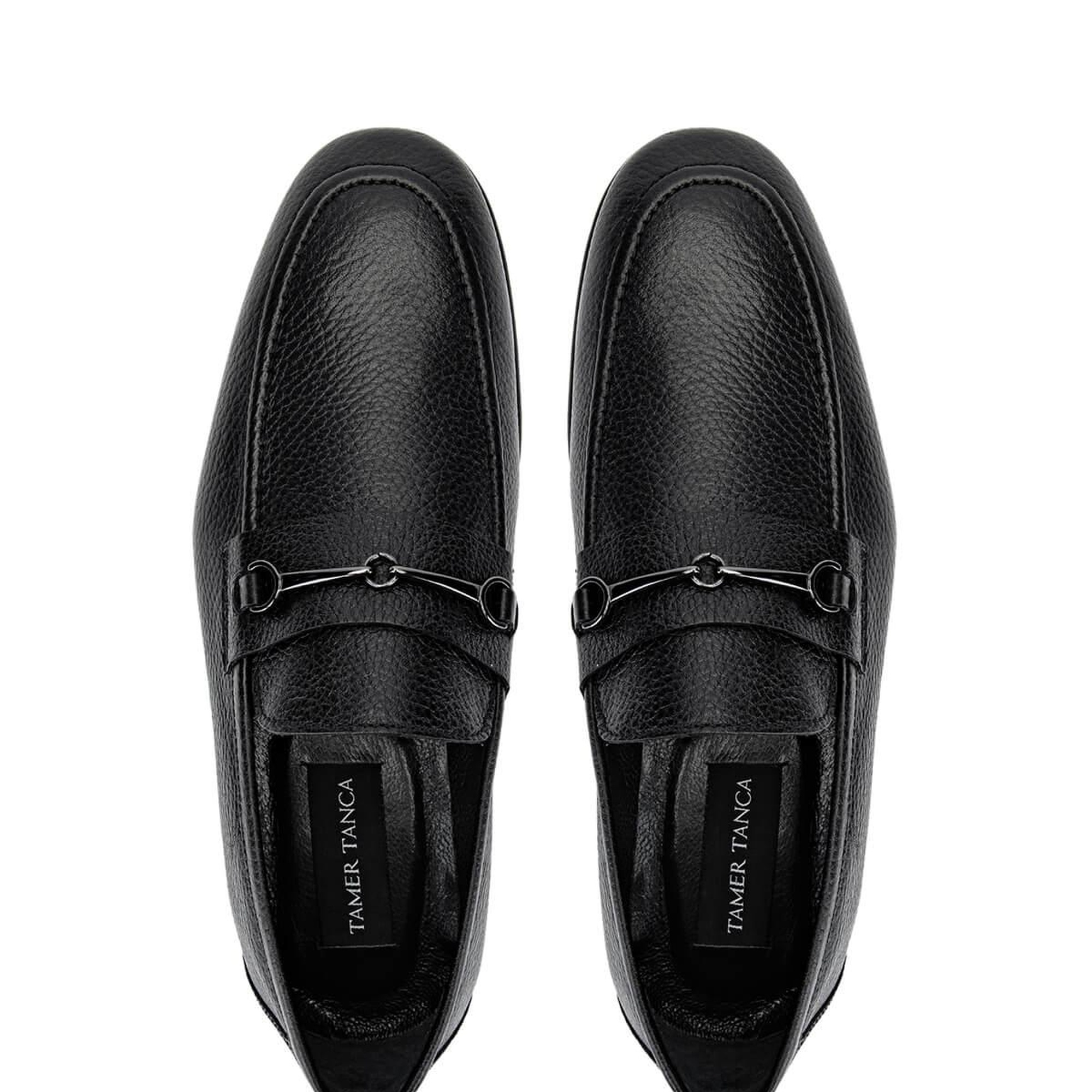 Tamer Tanca Erkek Hakiki Deri Siyah Floter Loafer Ayakkabı