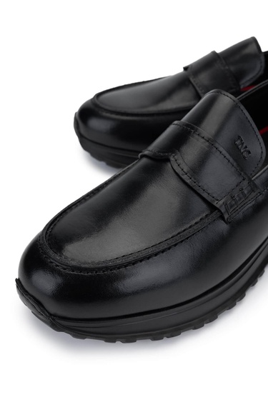  Tamer Tanca Erkek Hakiki Deri Siyah Deri Loafer Ayakkabı