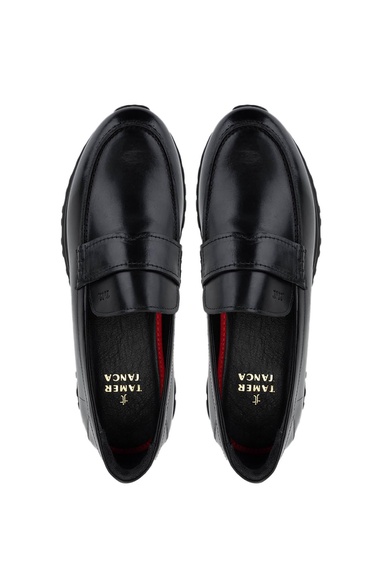  Tamer Tanca Erkek Hakiki Deri Siyah Deri Loafer Ayakkabı