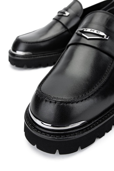  Tamer Tanca Erkek Hakiki Deri Siyah Deri Loafer Ayakkabı