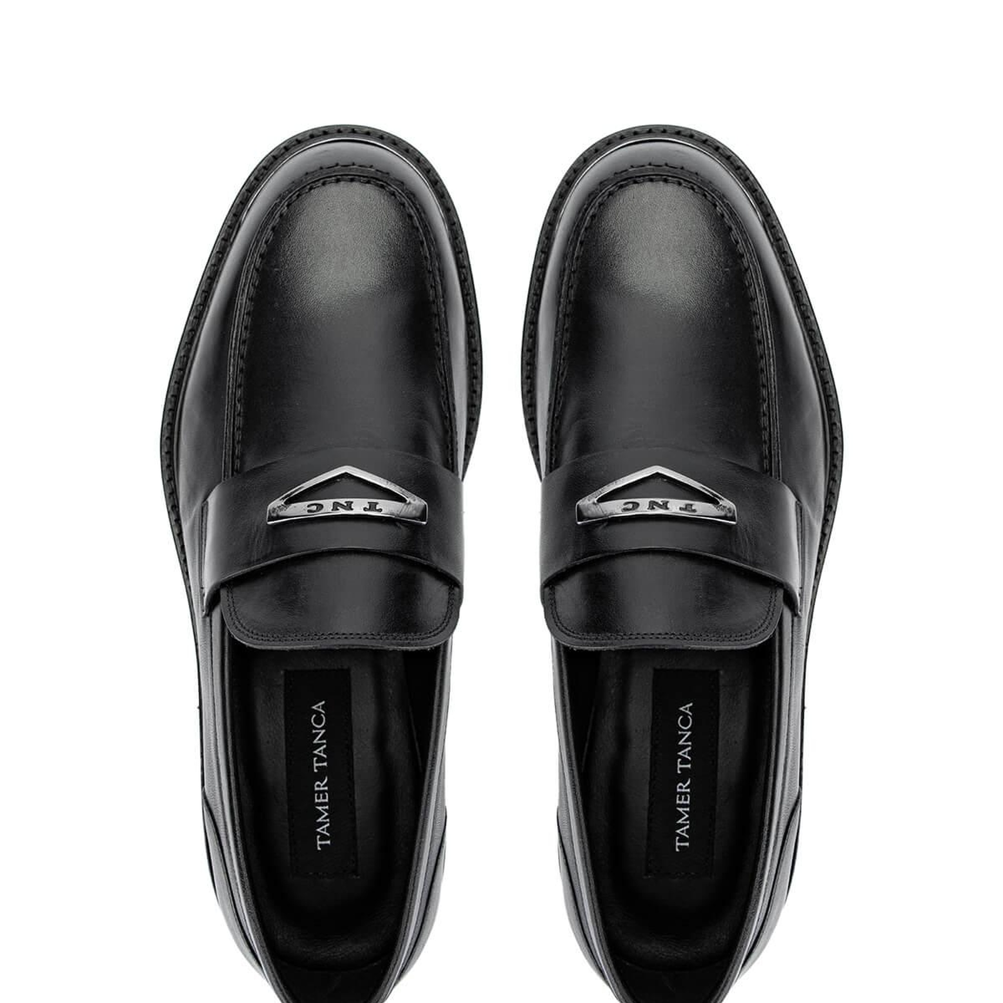 Tamer Tanca Erkek Hakiki Deri Siyah Deri Loafer Ayakkabı