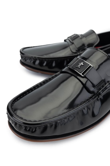  Tamer Tanca Erkek Hakiki Deri Siyah Açma Loafer Ayakkabı