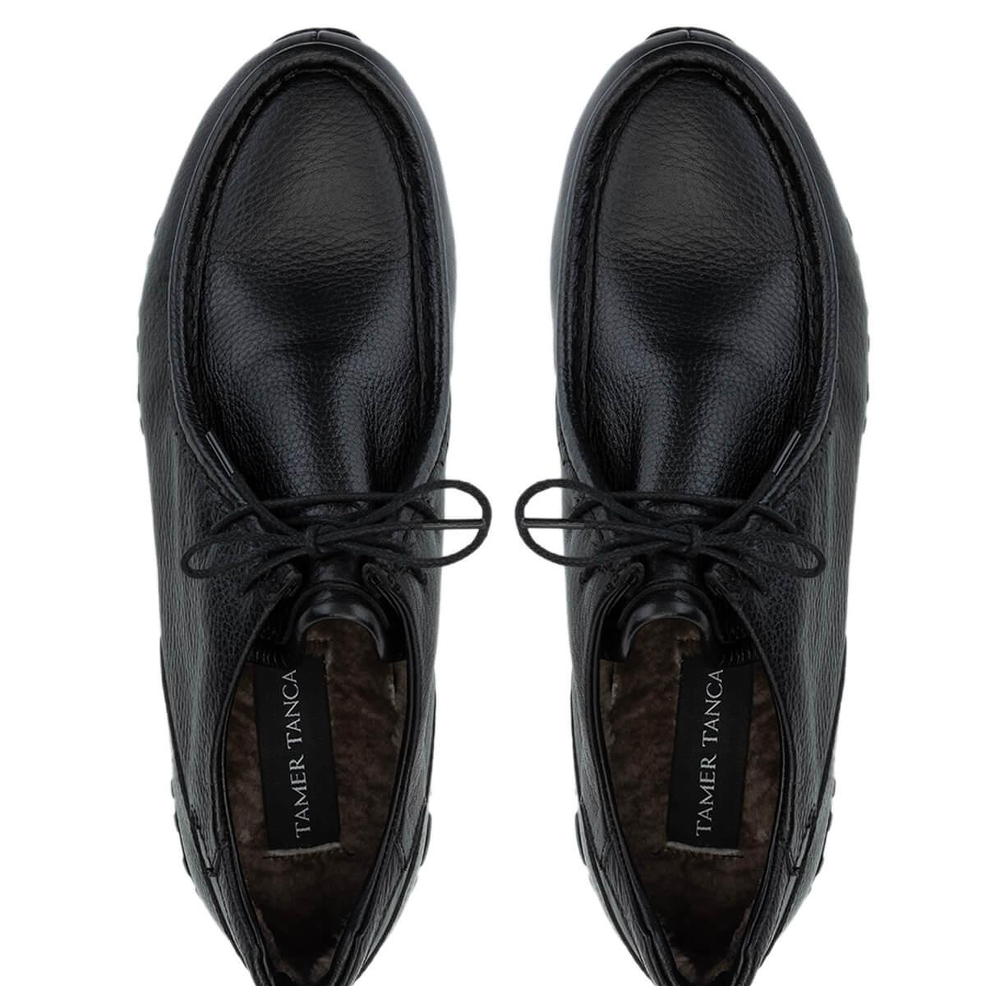Tamer Tanca Erkek Hakiki Deri Siyah Deri Casual Ayakkabı