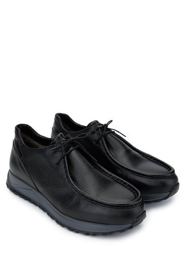  Tamer Tanca Erkek Hakiki Deri Siyah Deri Casual Ayakkabı
