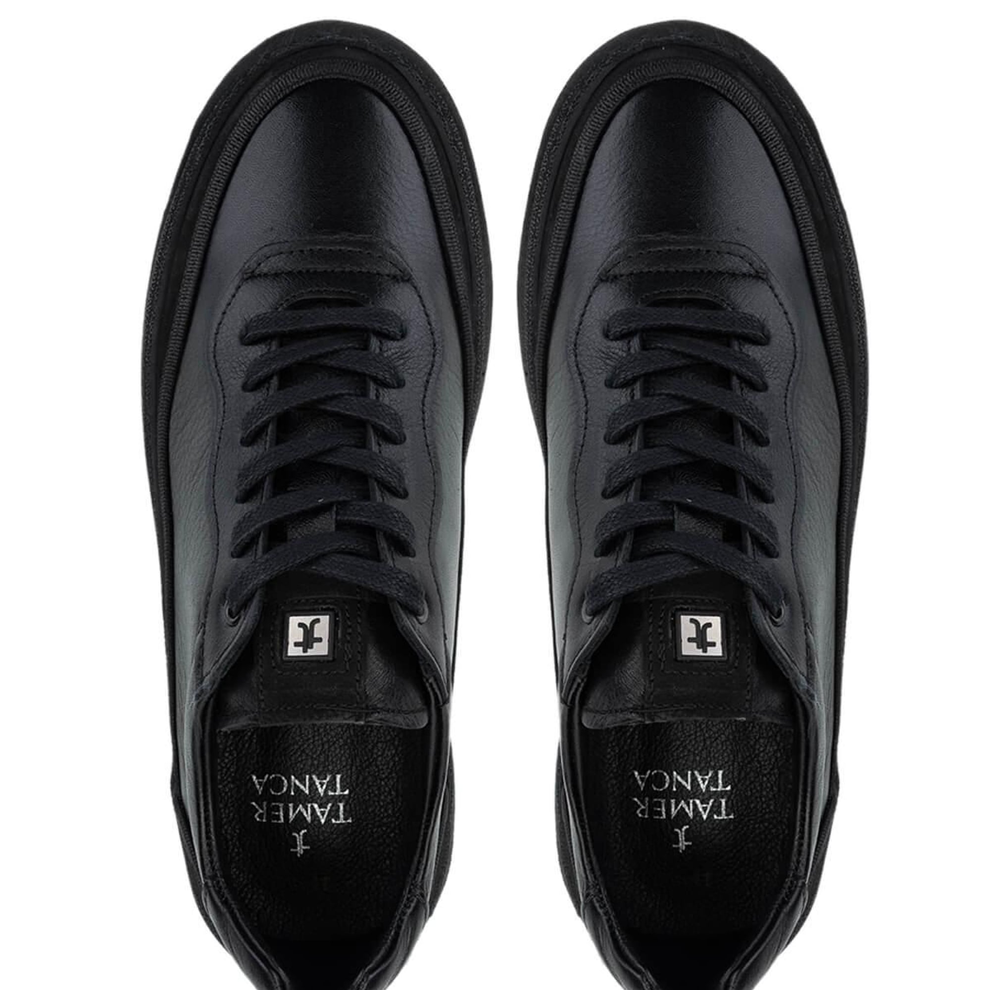 Tamer Tanca Erkek Hakiki Deri Siyah Deri Casual Ayakkabı