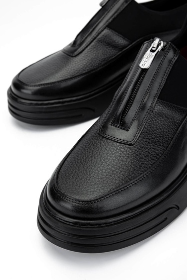  Tamer Tanca Erkek Hakiki Deri Siyah Deri Casual Ayakkabı