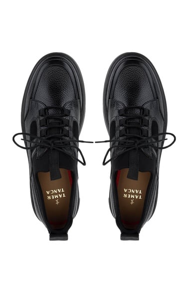  Tamer Tanca Erkek Hakiki Deri Siyah Deri Casual Ayakkabı