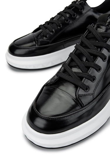  Tamer Tanca Erkek Hakiki Deri Siyah Açma Casual Ayakkabı