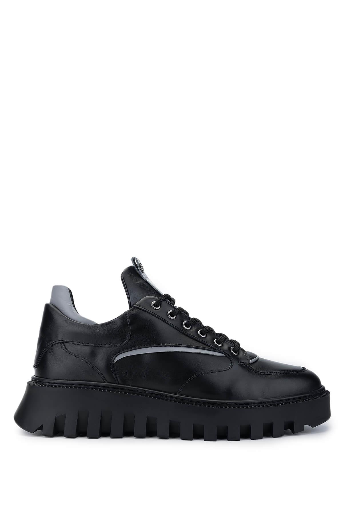  Tamer Tanca Erkek Hakiki Deri Siyah Casual Ayakkabı